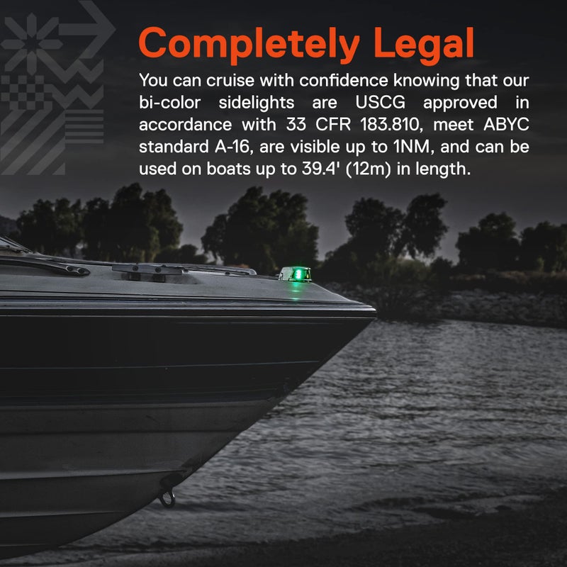 ONLINE LED STORE ضوء ملاحة بحري أمامي LED أحمر أخضر TRUE MODS [USCG ABYC A-16 2NM] [مقاوم للماء] [كروم و ABS] رؤية بزاوية 2 ميل بحري لزورق الصيد اليخت البونتون - Image 3